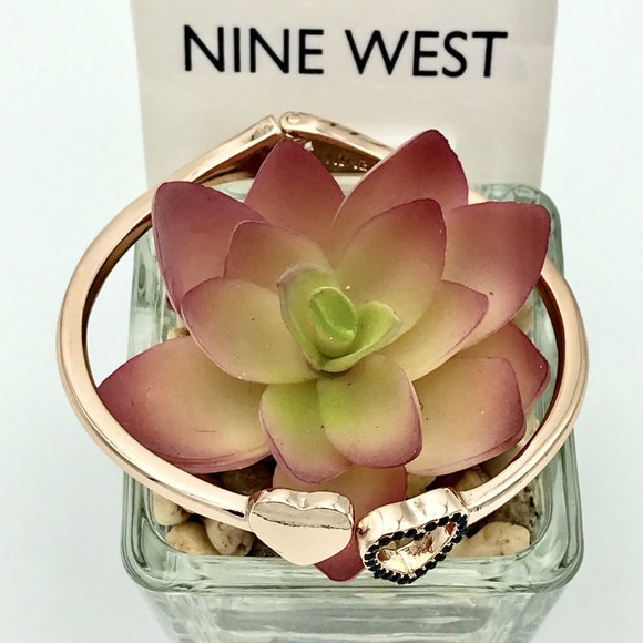 NINE WEST Rose Gold Heart Cuff Bracelet - Picture 2 of 10